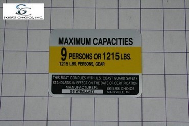 Boat, Marine Capacity Sticker, HL/HS 03 and