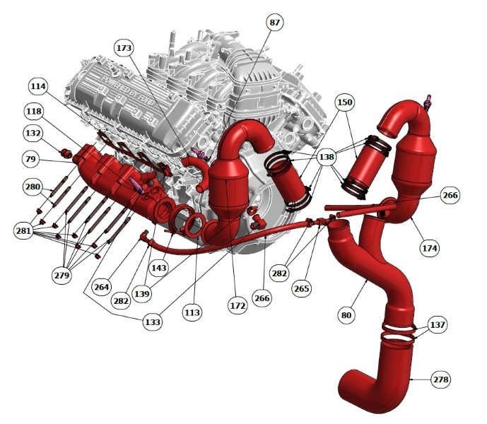 Indmar EXHAUST Y PIPE 6.2 FORD E-COATED