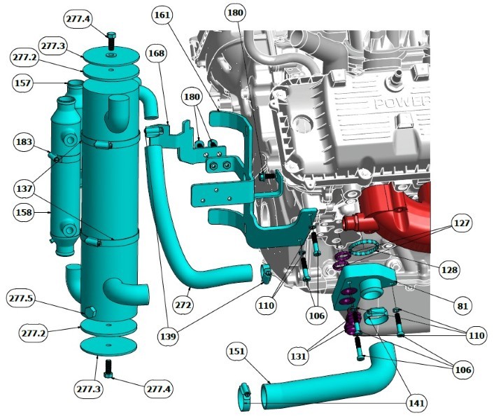 Indmar HOSE FORMED FORD HEAT/EX TO ENG BLOCK