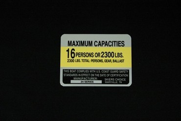 Boat, Marine Capacity Sticker, 24 Series