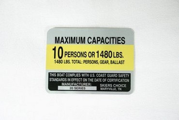 Boat, Marine Capacity Sticker, 20