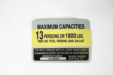 Boat, Marine Capacity Sticker, LS