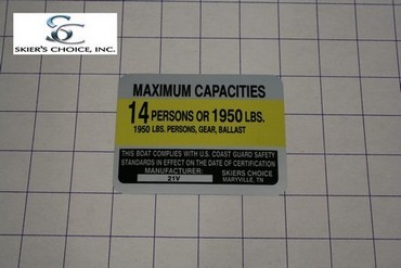 Boat, Marine Capacity Sticker, 21V