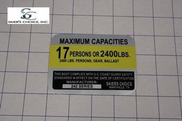 Boat, Marine Capacity Sticker, 242