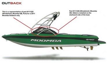 Boat, Marine Windshield, Mobius (Moomba) OB,Port